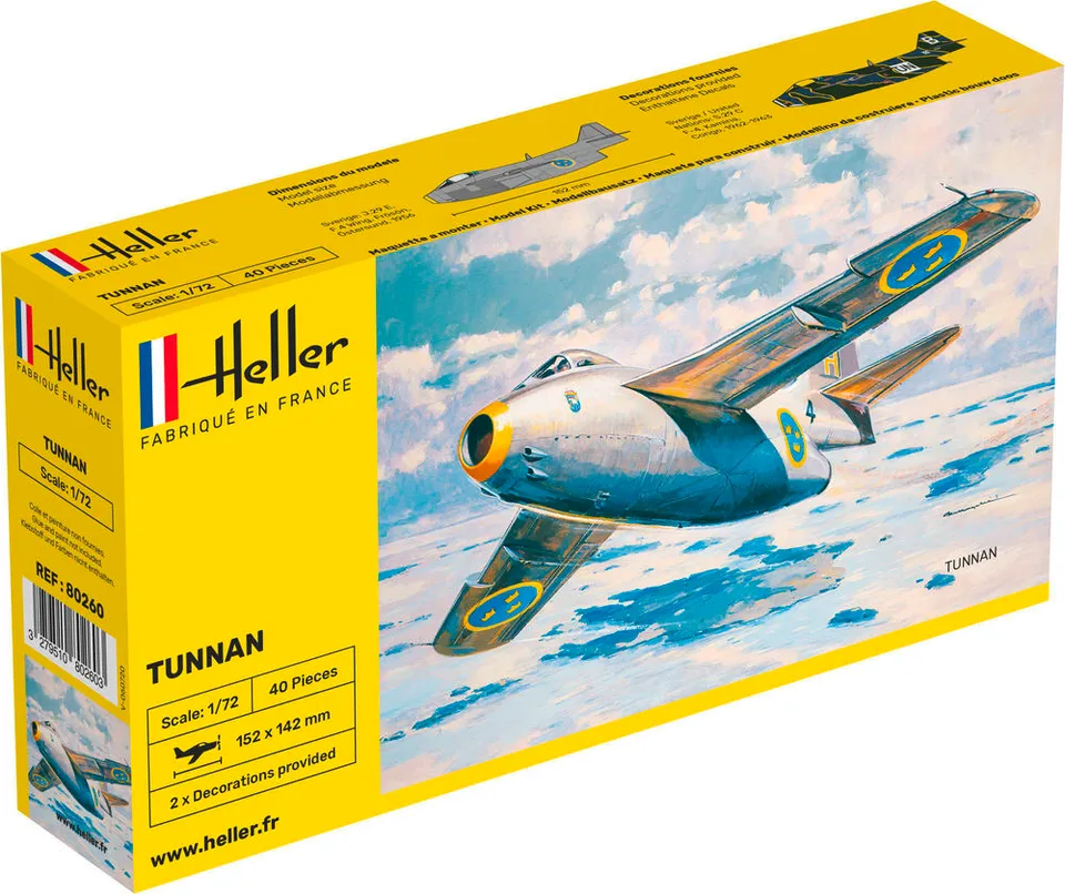 Heller The 9.99 Tunnan 1/72 maquette avion jet suédois