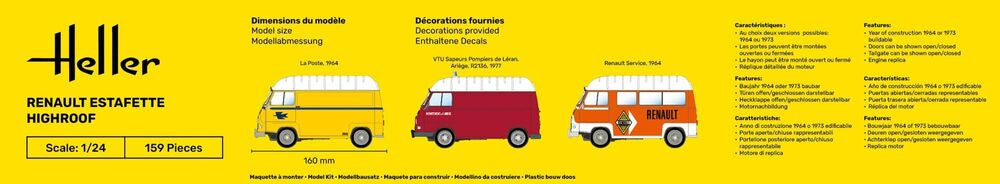 Heller Starter Kit Renault Estafette Highroof maquette 1/24