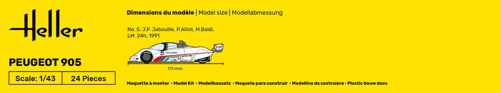 Heller Starter Kit Peugeot 905 1/43 maquette voiture course