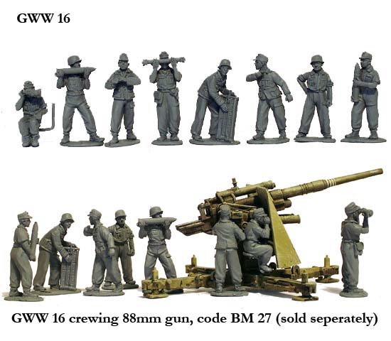 Perry World War 2 GWW 16 équipage canon 88mm 8 figurines
