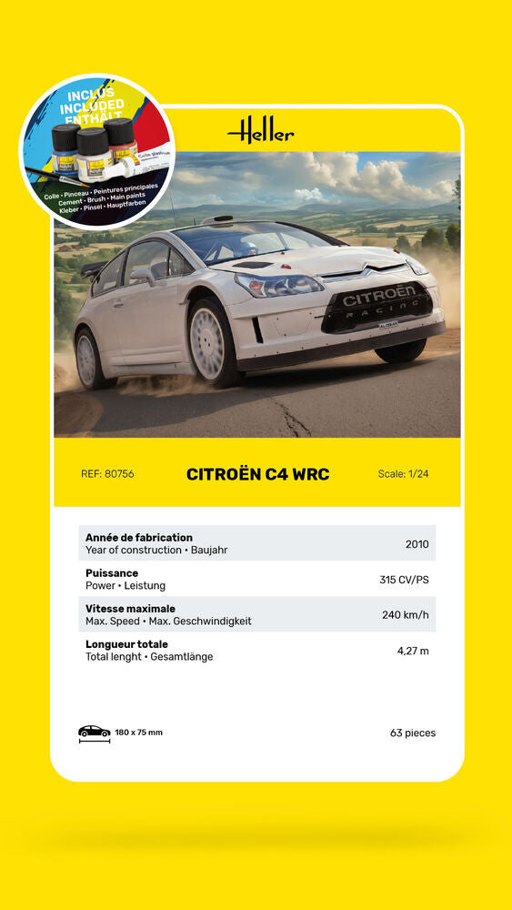 Heller Starter Kit Citroën C4 WRC maquette 1/24 complète