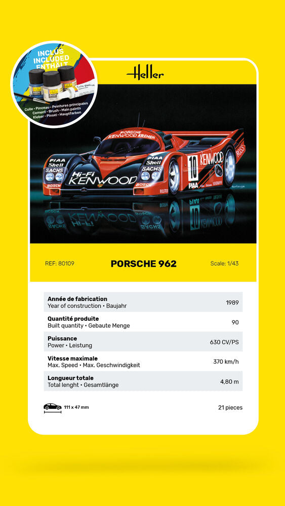 Heller Starter Kit Porsche 962 1/43 maquette voiture