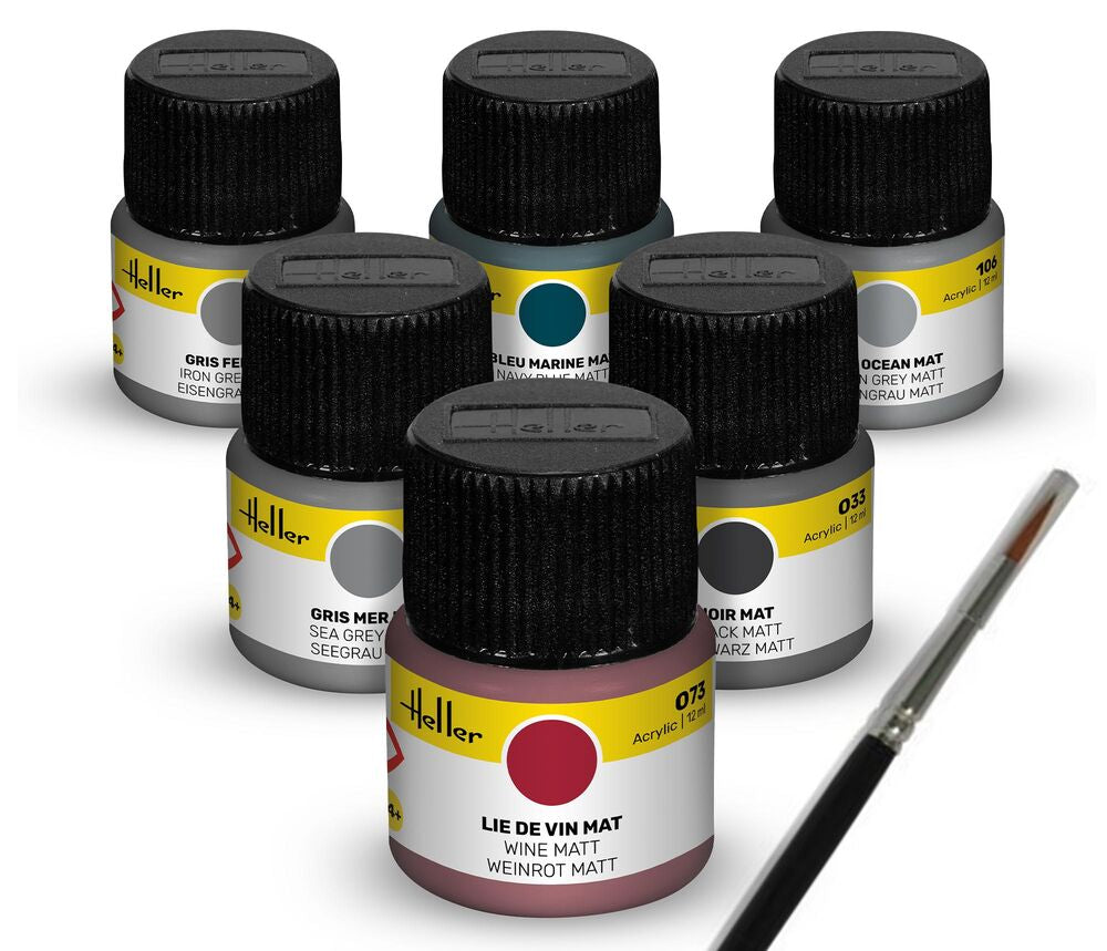 Heller Historical Collection kit peinture marine 6x12ml + pinceau