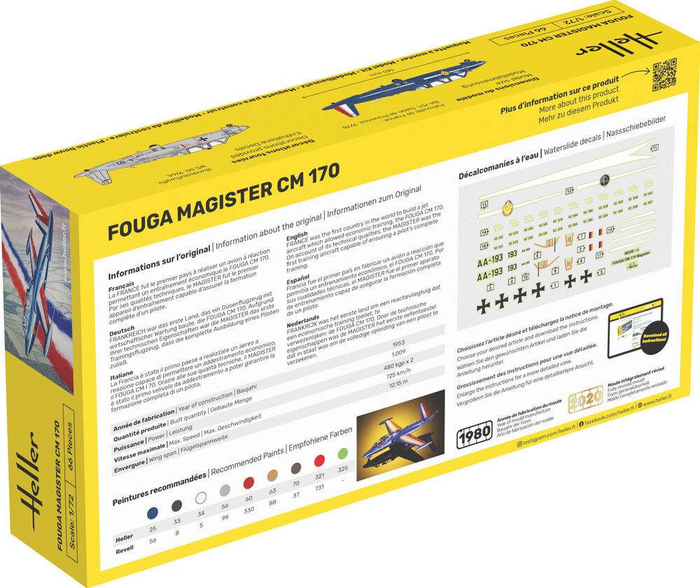 Heller Fouga Magister CM 170 maquette avion 1/72