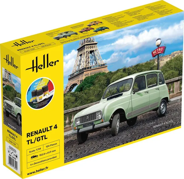 Heller Starter Kit Renault 4TL/GTL 1/24 maquette voiture complète