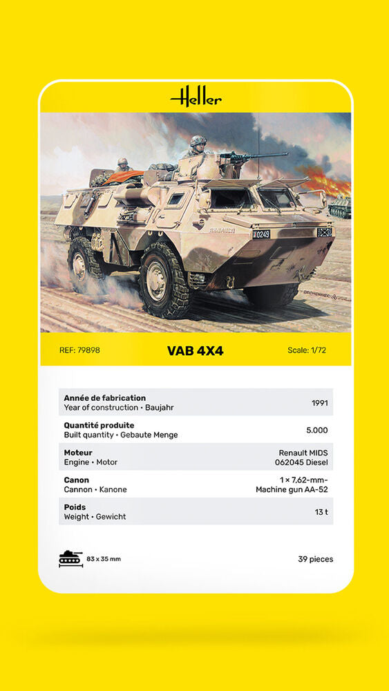 Heller The 9.99 VAB 4x4 maquette blindé 1/72 armée française
