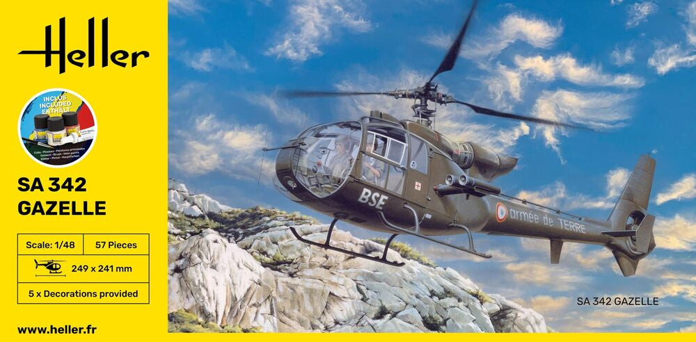 Heller Starter Kit SA 342 Gazelle 1/48 maquette hélicoptère