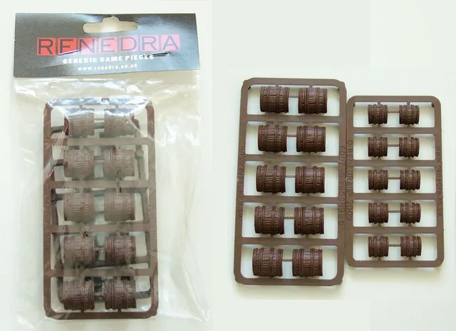 Perry Miniatures B9 tonneaux plastique marron x10