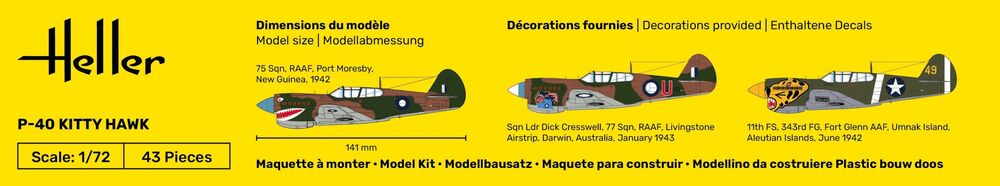Heller P-40 Kitty Hawk 1/72 maquette avion militaire