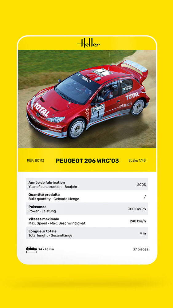 Heller The 9.99 Peugeot 206 WRC 03 1/43 maquette rallye