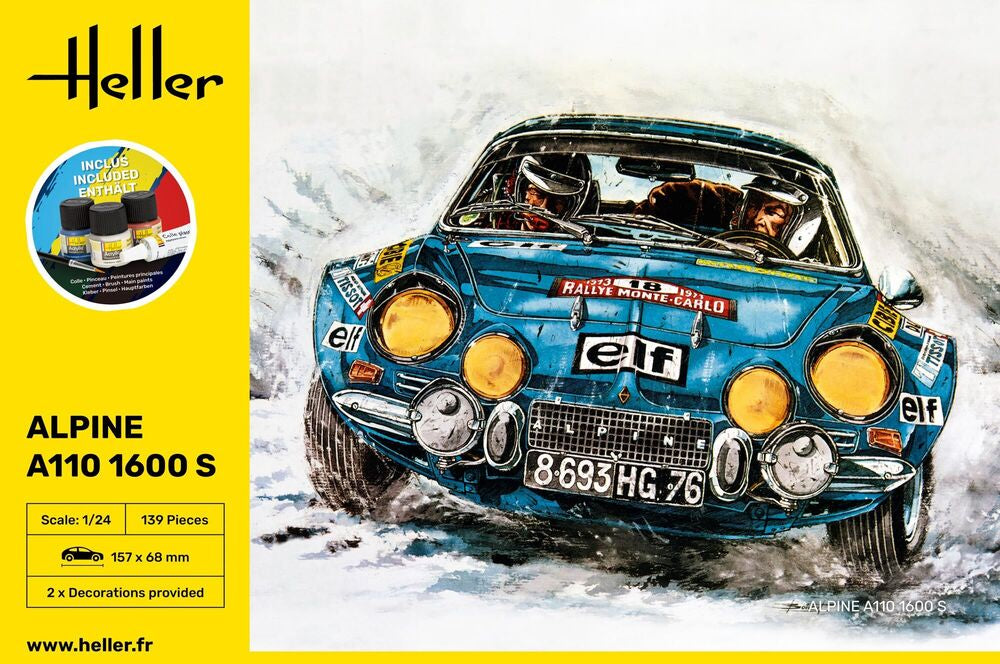 Heller Starter Kit Alpine A110 1600S 1/24 Maquette Rallye