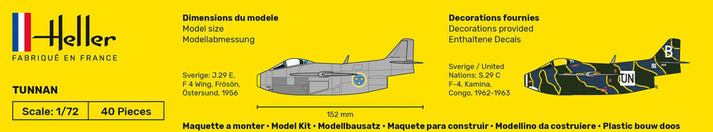 Heller The 9.99 Tunnan 1/72 maquette avion jet suédois