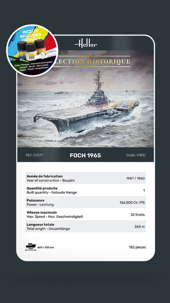 Heller Starter Kit Foch 1/400 maquette porte-avions complète