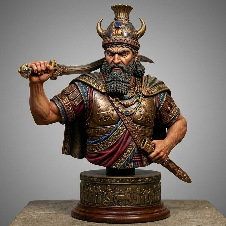 Art Girona Busts Sargon d'Akkad buste résine roi antique