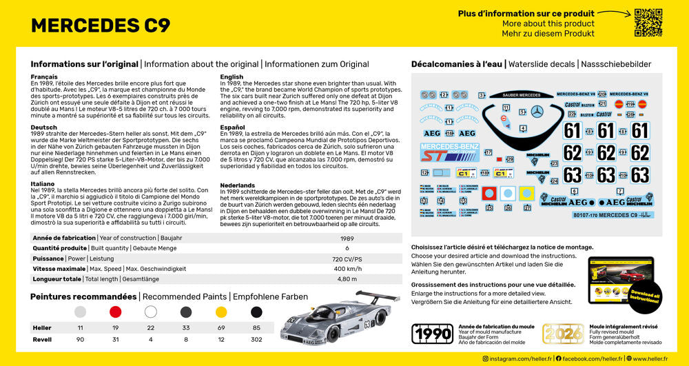 Heller Starter Kit Mercedes C9 maquette 1/43 Le Mans