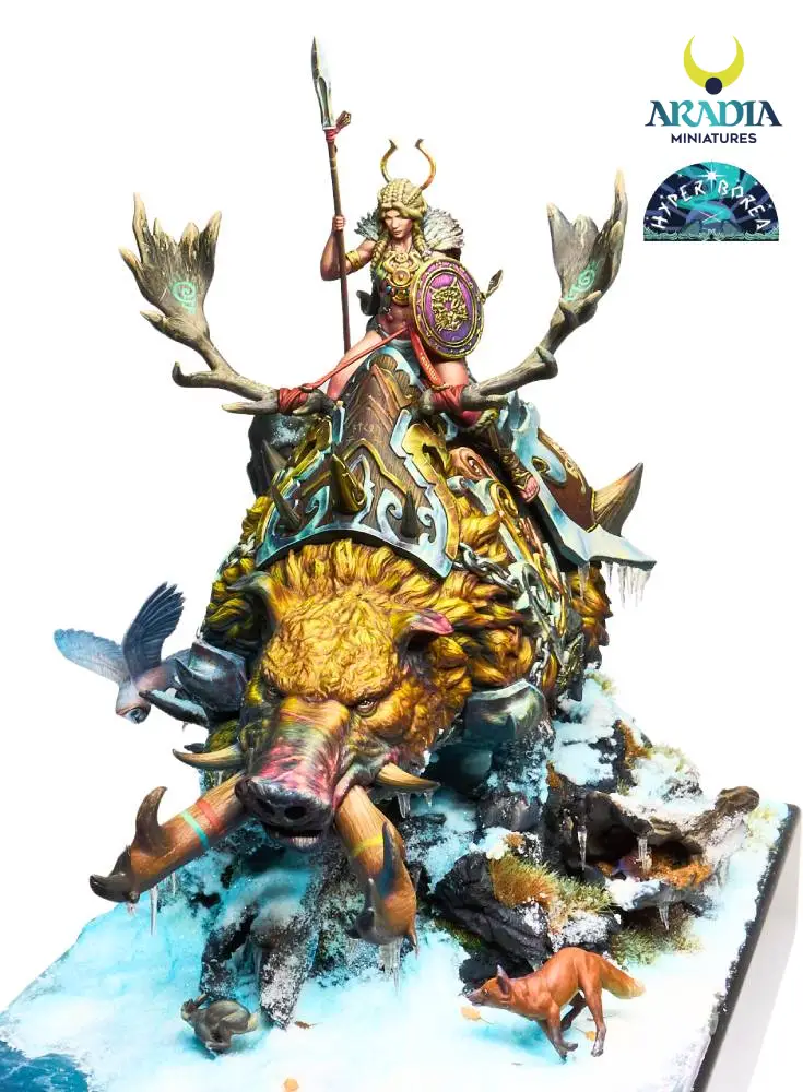 Aradia Minis Hyperborea Freya on Hildisvini figurine résine nordique