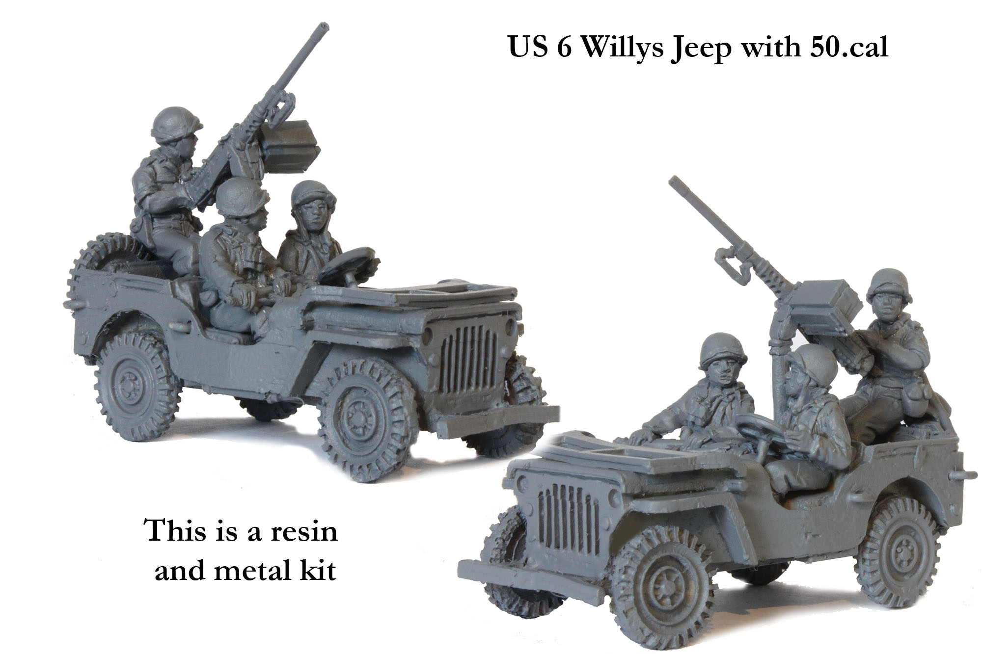Perry US 6 Jeep Willys 50 cal kit résine métal 28mm WWII
