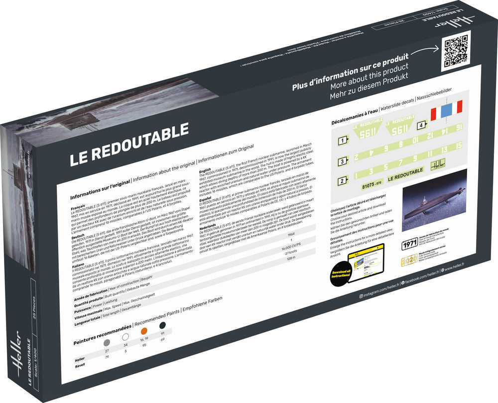 Heller Redoutable U-Boot S/M maquette sous-marin 1/400