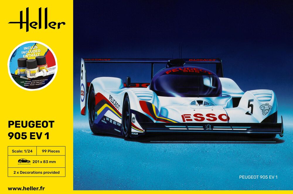 Heller Starter Kit Peugeot 905 maquette course 1/24 complète