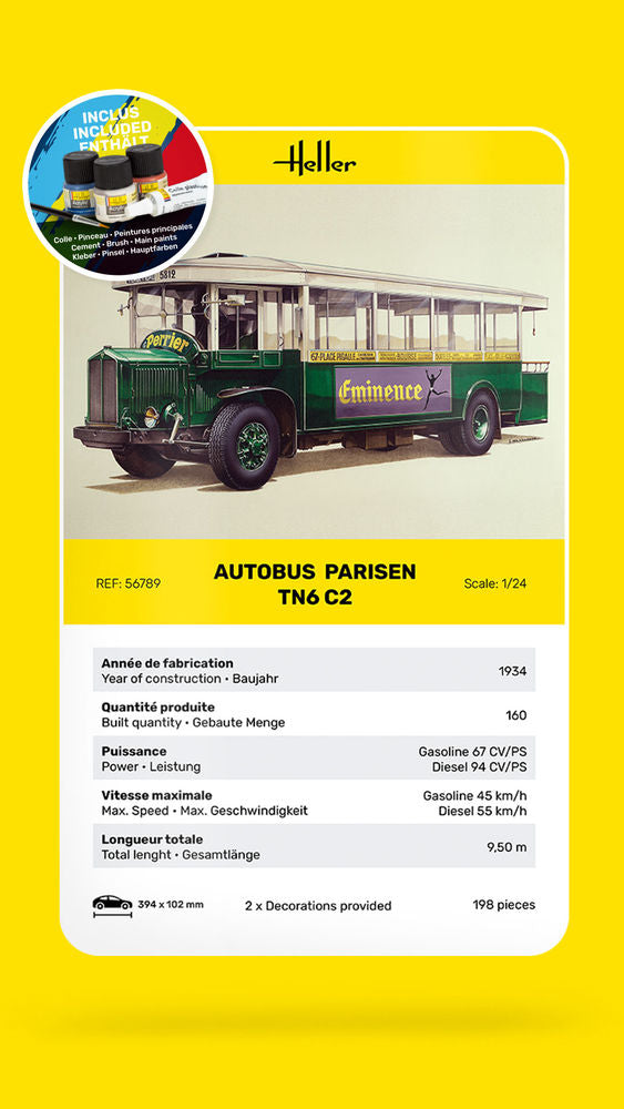 Heller Starter Kit Autobus TN6 C2 1/24 Maquette Bus