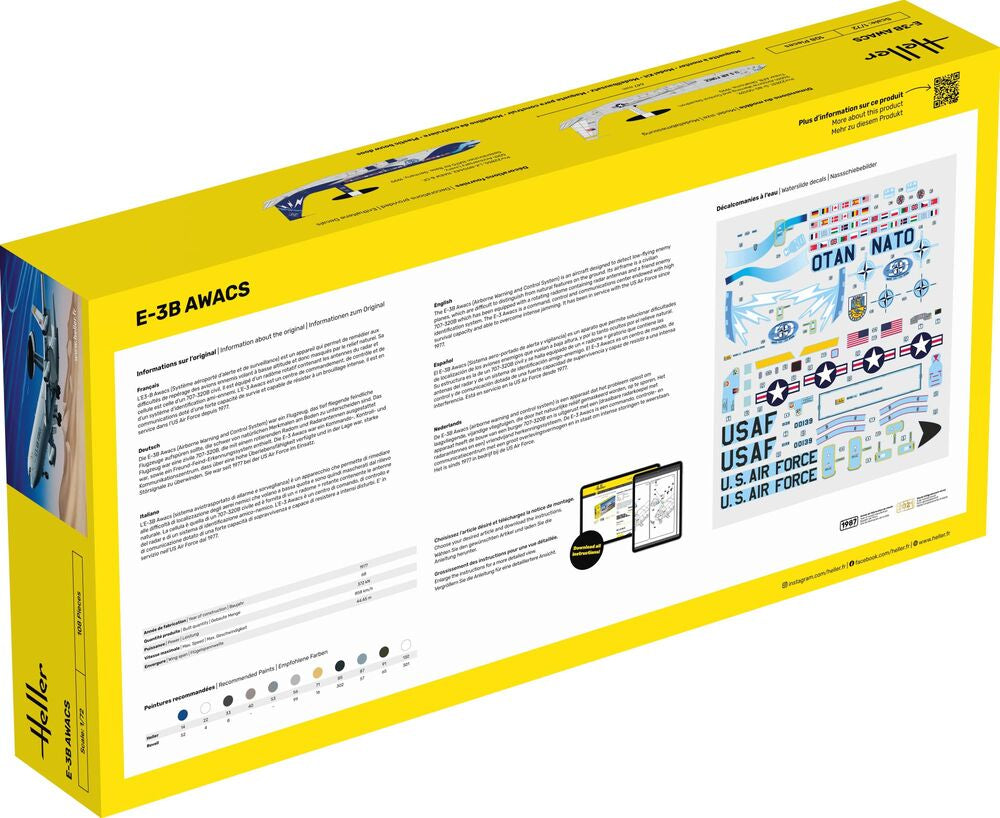 Heller Starter Kit E-3B Awacs maquette avion 1/72 complète