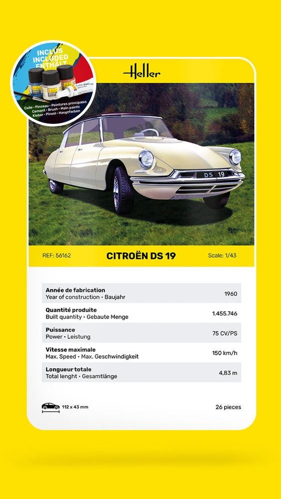 Heller Starter Kit Citroën DS 19 maquette voiture 1/43 kit complet