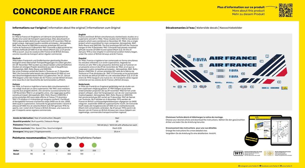 Heller Starter Kit Concorde AF 1/125 maquette avion complet