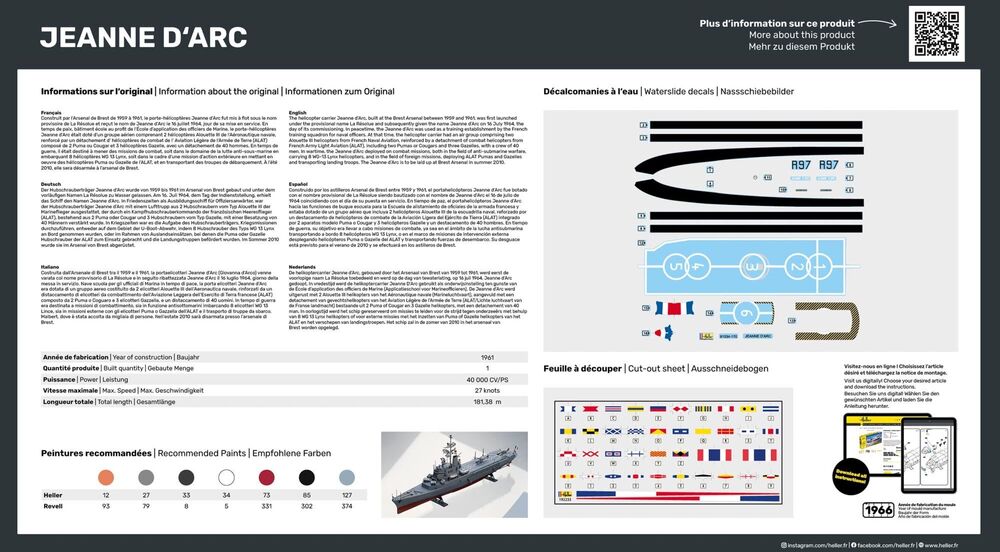Heller Starter Kit Jeanne d'Arc 1/400 maquette bateau complet