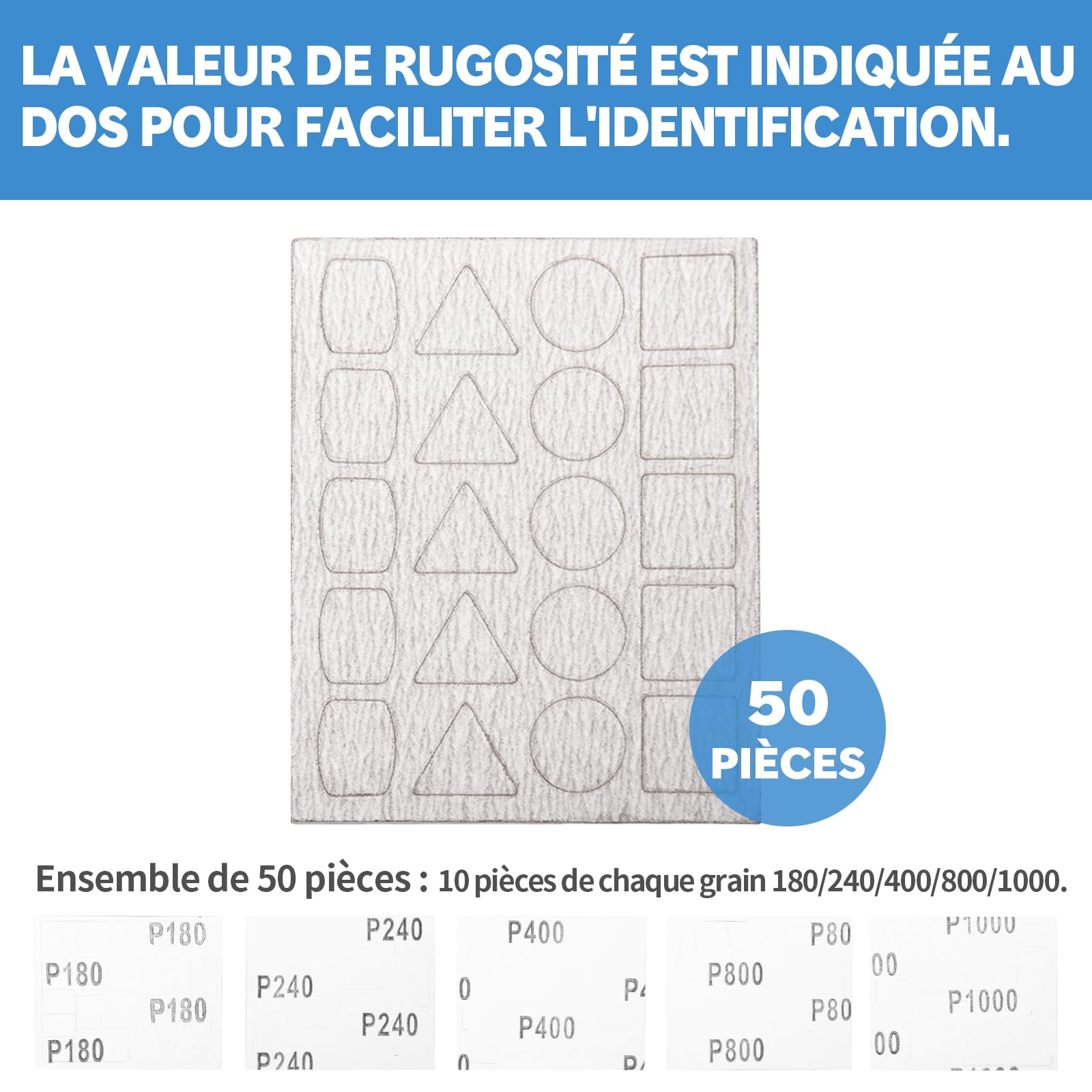 Bucasso Tools PLH papier abrasif 50 pièces atelier 180-1000