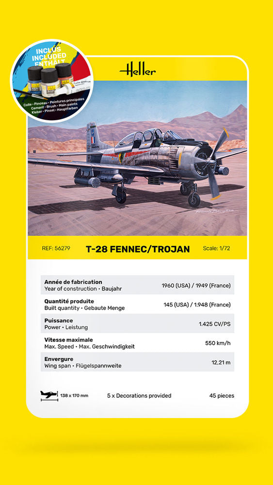 Heller Starter Kit T-28 Fennec Trojan 1/72 avion complet