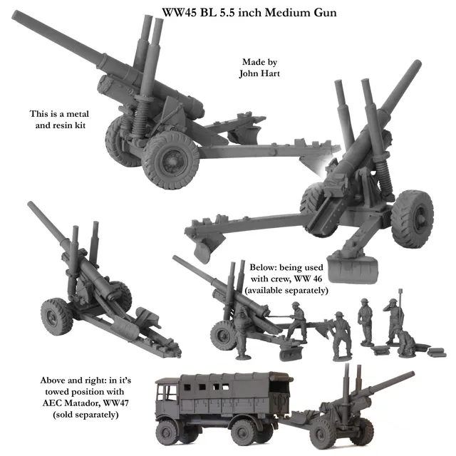 Perry World War 2 WW45 BL 5.5 inch canon medium gun résine