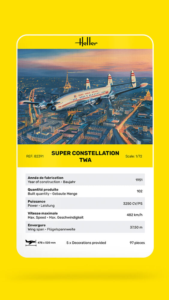 Heller Historical Collection Super Constellation TWA maquette avion 1/72