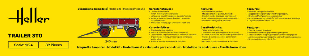 Heller Starter Kit Trailer 3t 1/24 maquette remorque