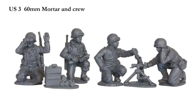 Perry World War 2 US 3 figurines mortier 60mm équipage US