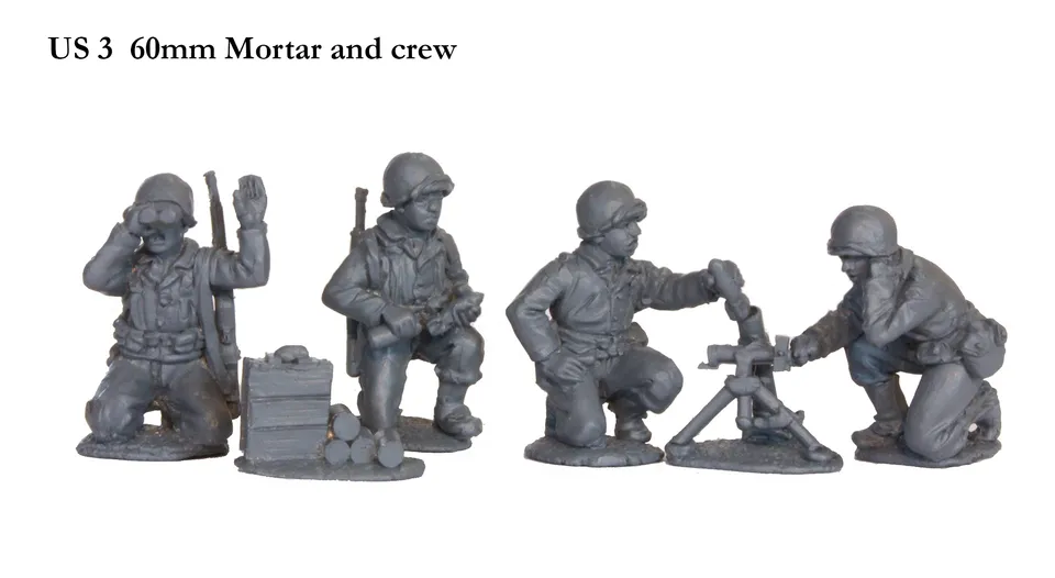 Perry World War 2 US 3 figurines mortier 60mm équipage US