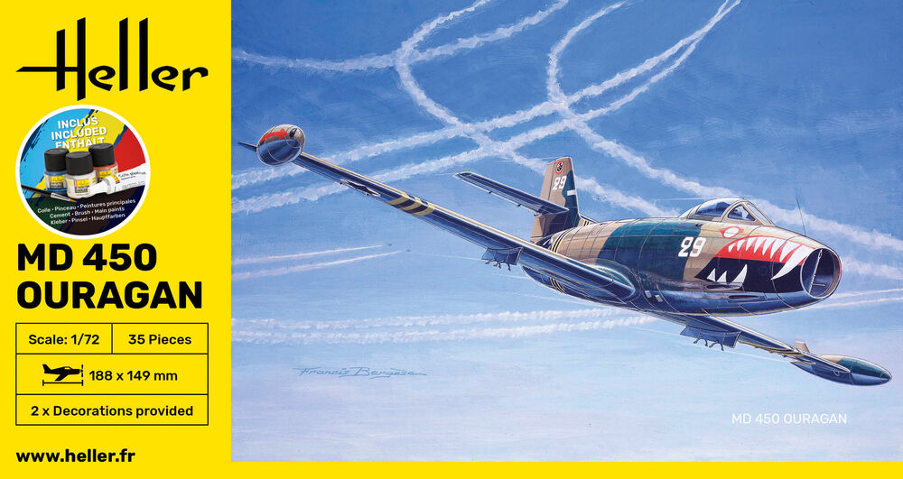 Heller Starter Kit MD 450 Ouragan 1/72 maquette avion jet