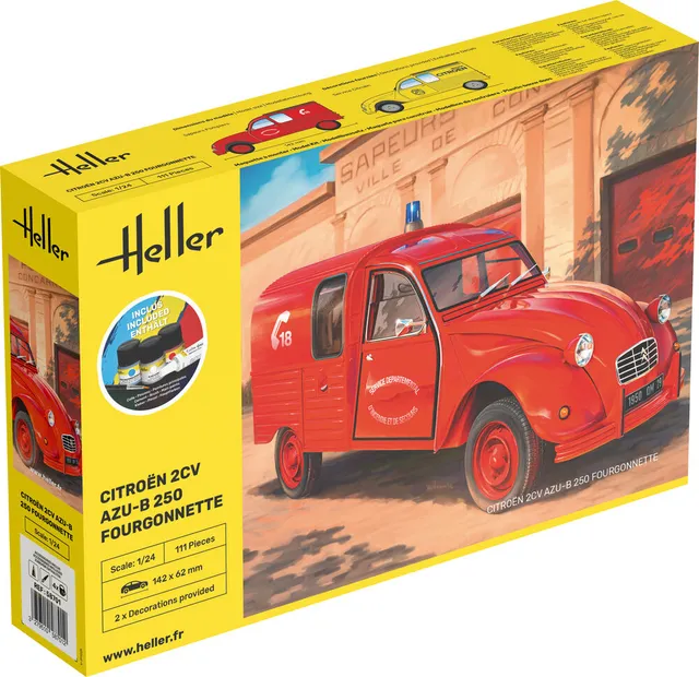 Heller Starter Kit Citroën 2CV AZU-B 1/24 maquette voiture fourgon
