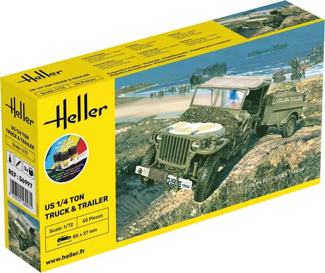 Heller Starter Kit US 1/4 Ton Truck & Trailer maquette 1/72