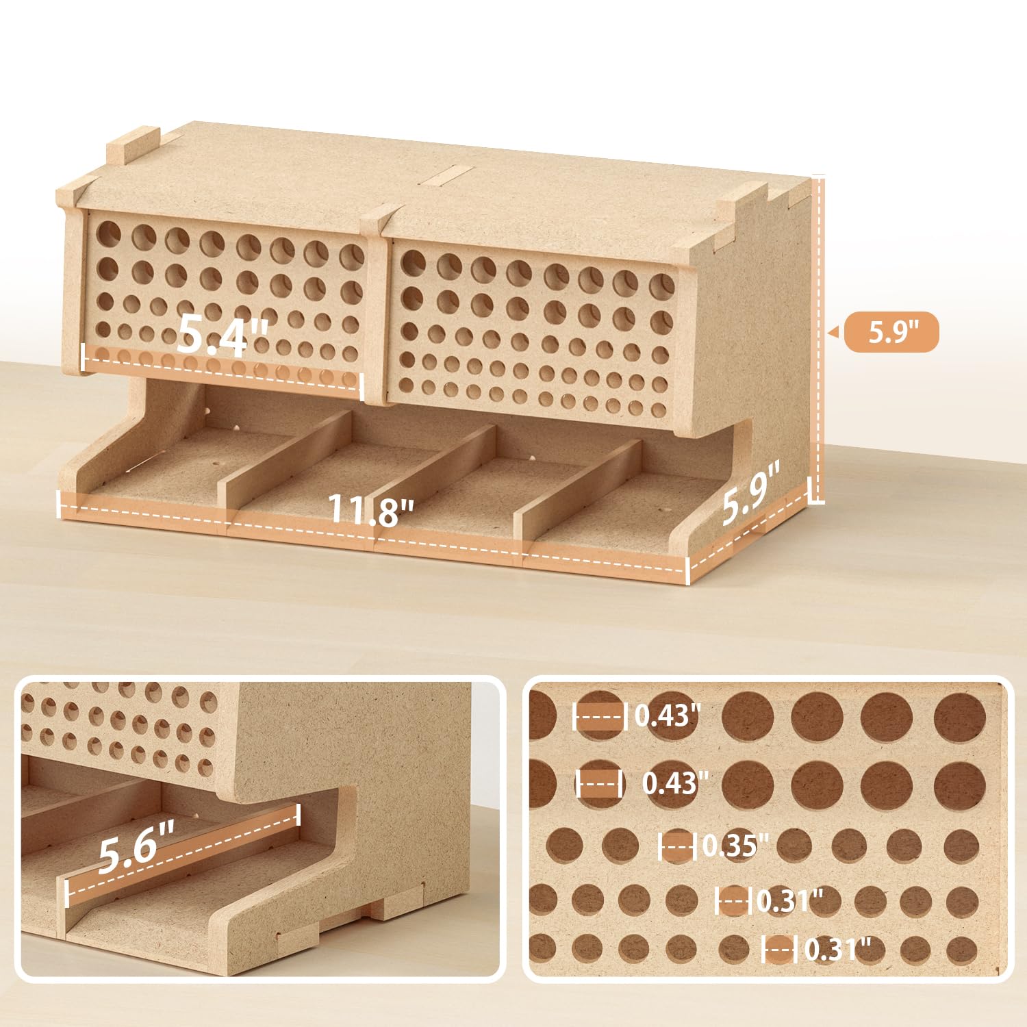 Bucasso Hobby Organizer GK6 porte-pinceaux 100 trous MDF