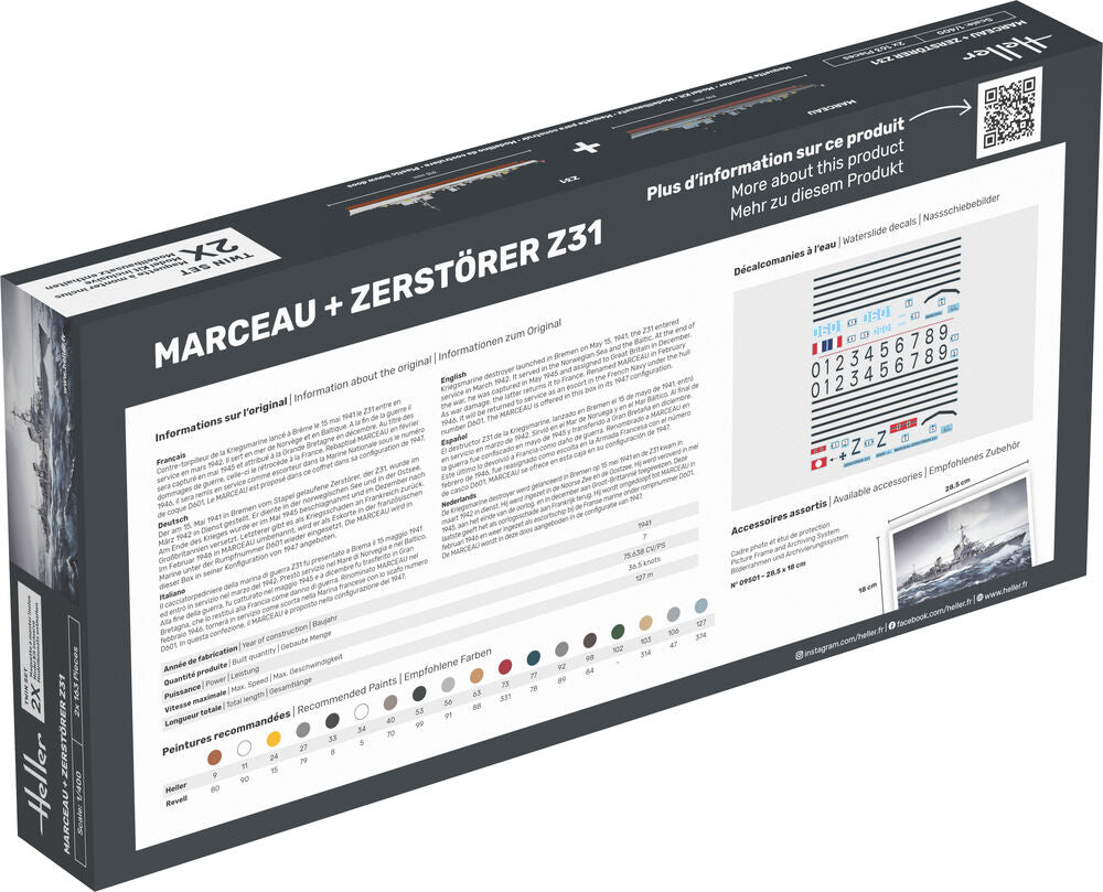 Heller Twinset Marceau + Z31 1/400 maquette bateau kit complet