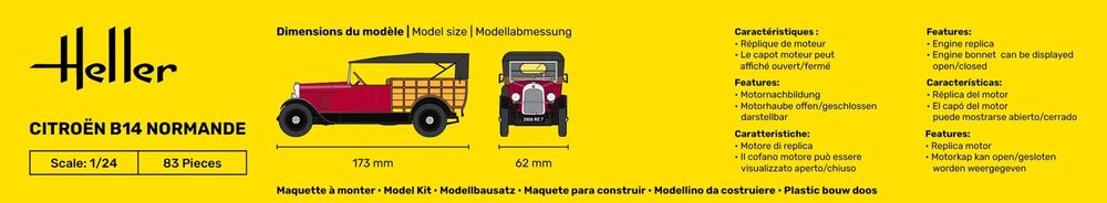 Heller Citroën B14 Normande 1/24 Maquette Voiture Moteur