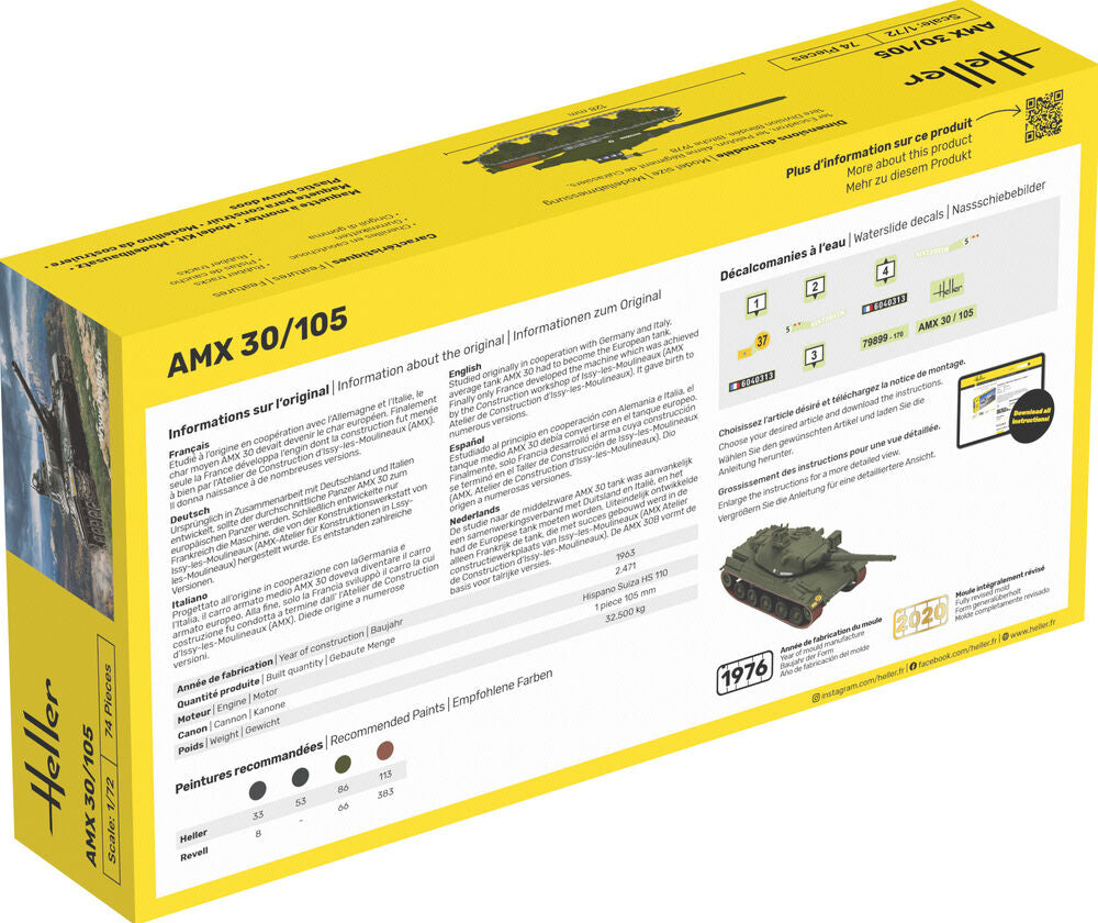 Heller Starter Kit AMX 30/105 maquette char 1/72 complet