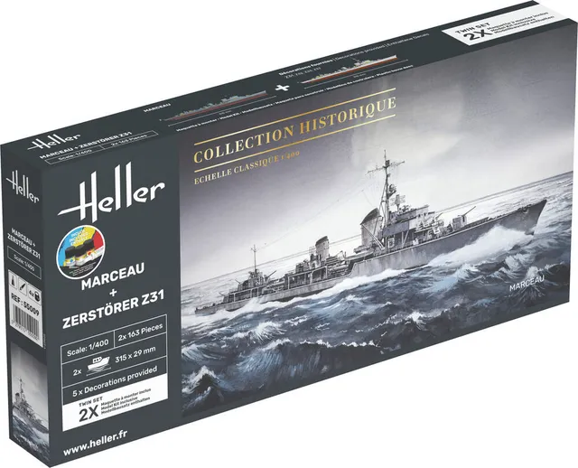 Heller Twinset Marceau + Z31 1/400 maquette bateau kit complet