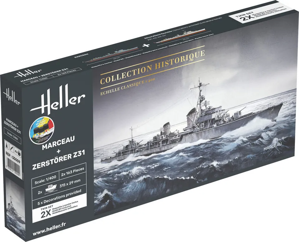 Heller Twinset Marceau + Z31 1/400 maquette bateau kit complet