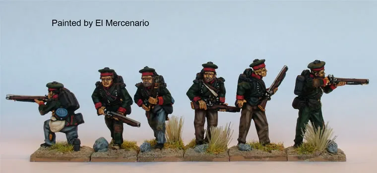 Perry ISA 50 figurines BAL Riflemen escarmouche bonnet
