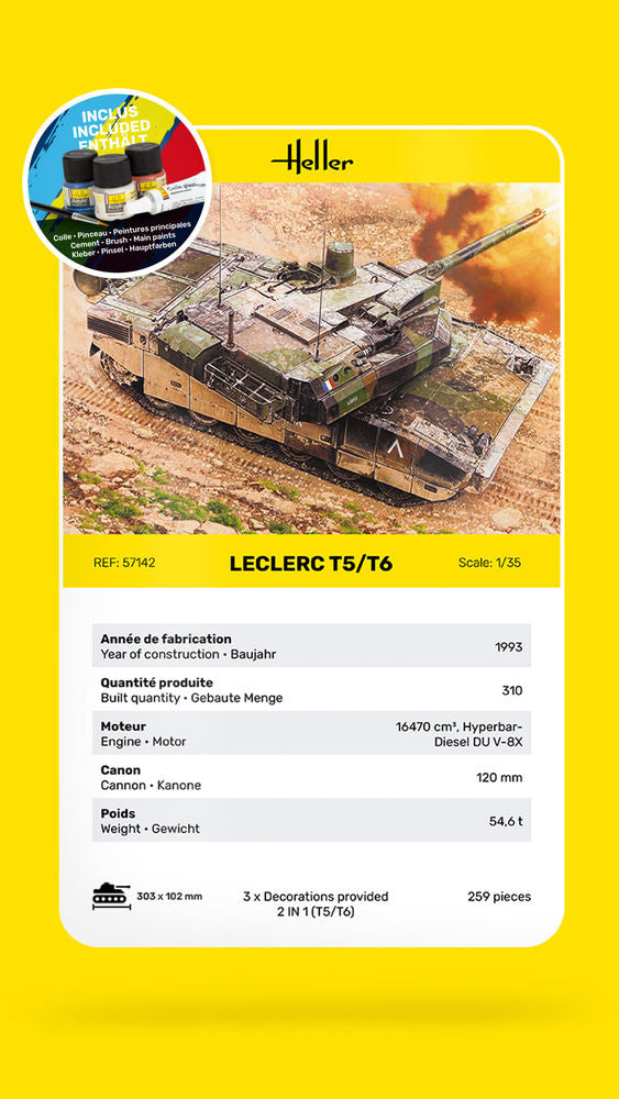 Heller Starter Kit Leclerc T5/T6 maquette char 1/35 kit complet