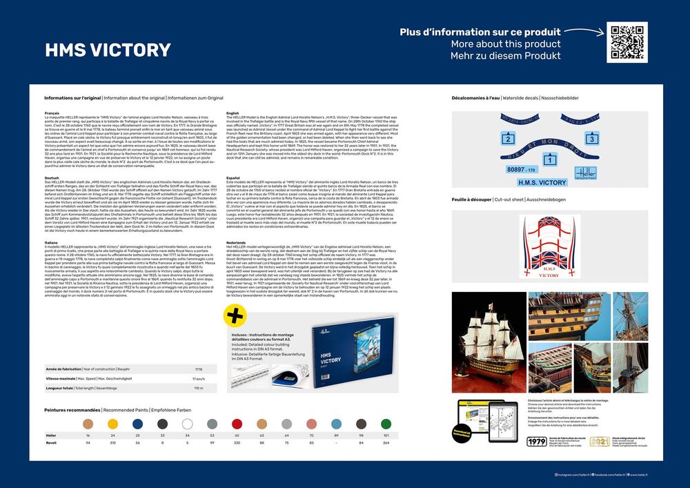 Heller Starter Kit HMS Victory 1/100 maquette voilier Trafalgar