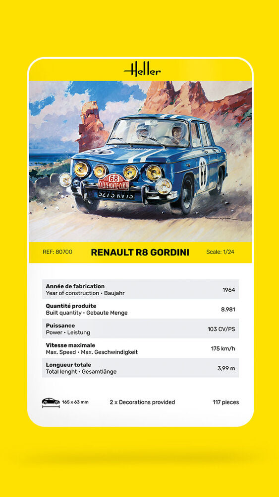 Heller Renault R8 Gordini 1/24 maquette voiture bleu