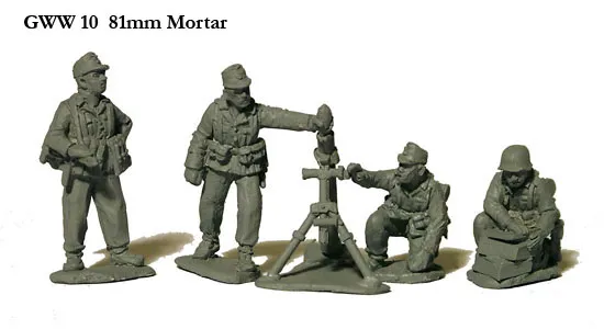Perry World War 2 GWW 10 Mortier 81mm + 4 servants métal