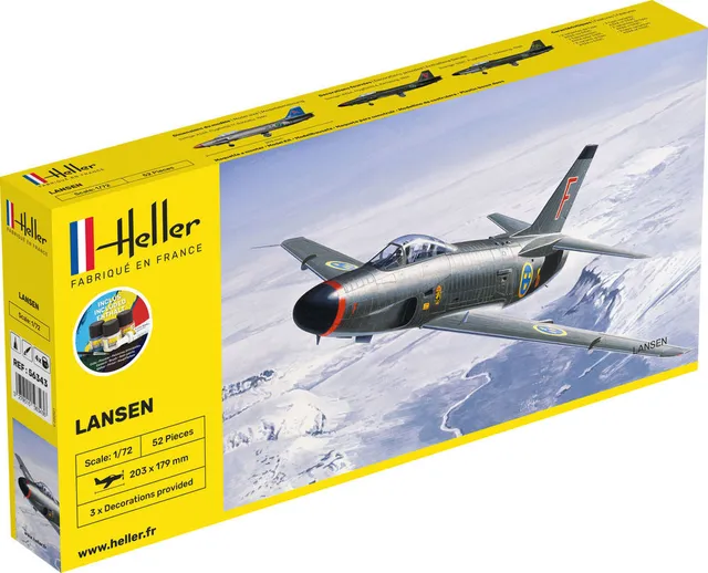 Heller Starter Kit Lansen Saab 32 1/72 maquette avion complet
